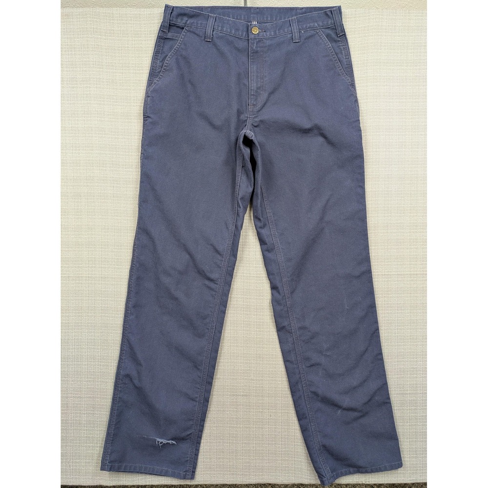 Carhartt Pants Mens 34x36 Blue Dungaree Fit Canvas Carpenter Workwear Utility